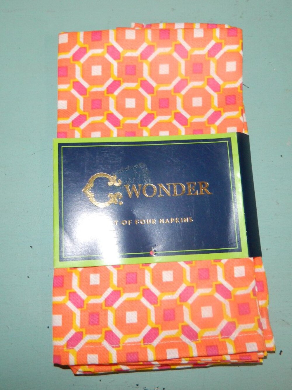 C Wonder Octagon Geometric Orange 19" x 19" Cloth Napkins set/4